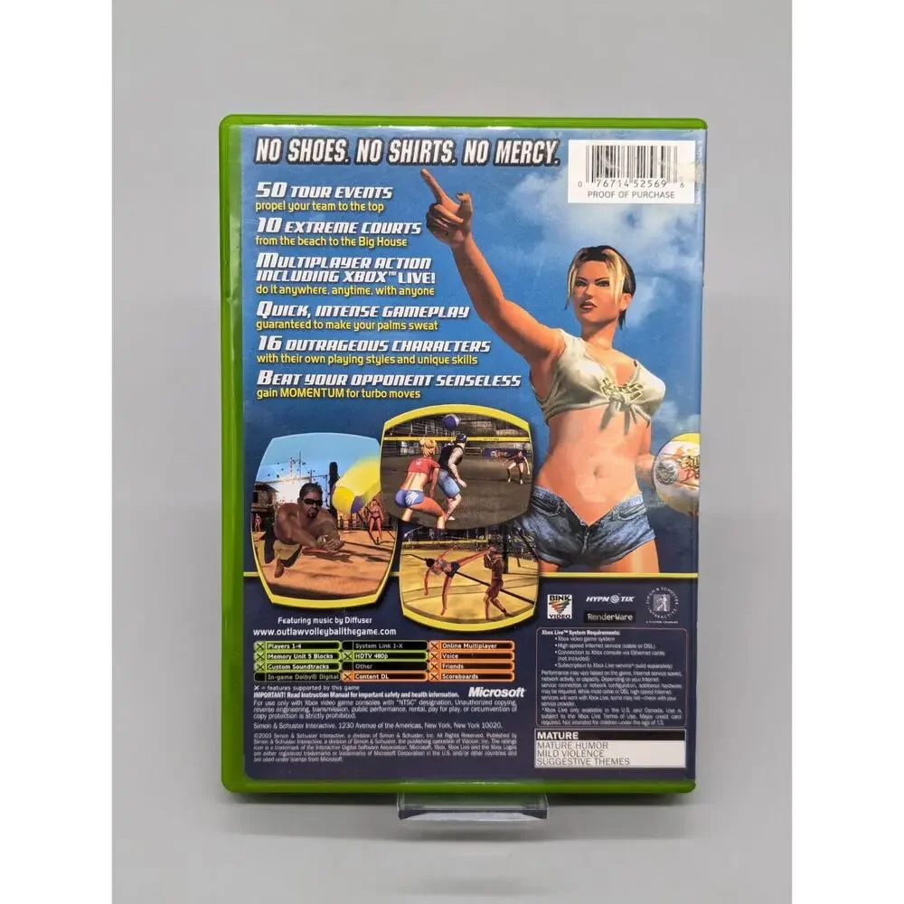 Outlaw Volleyball Original Xbox Replacement Case & Manual Only No game